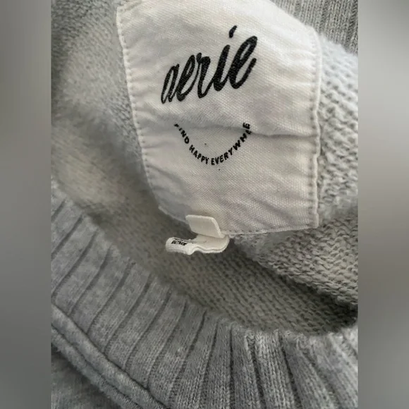 Aerie Sweatshirt Oversized Gray Crew Neck - Picture 3 of 4